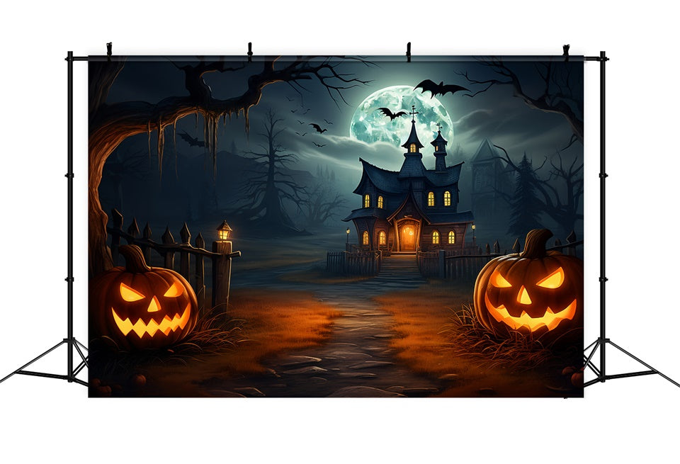 Sfondo Del Villaggio Di Halloween Della Notte Oscura Spettrale BRP8-263
