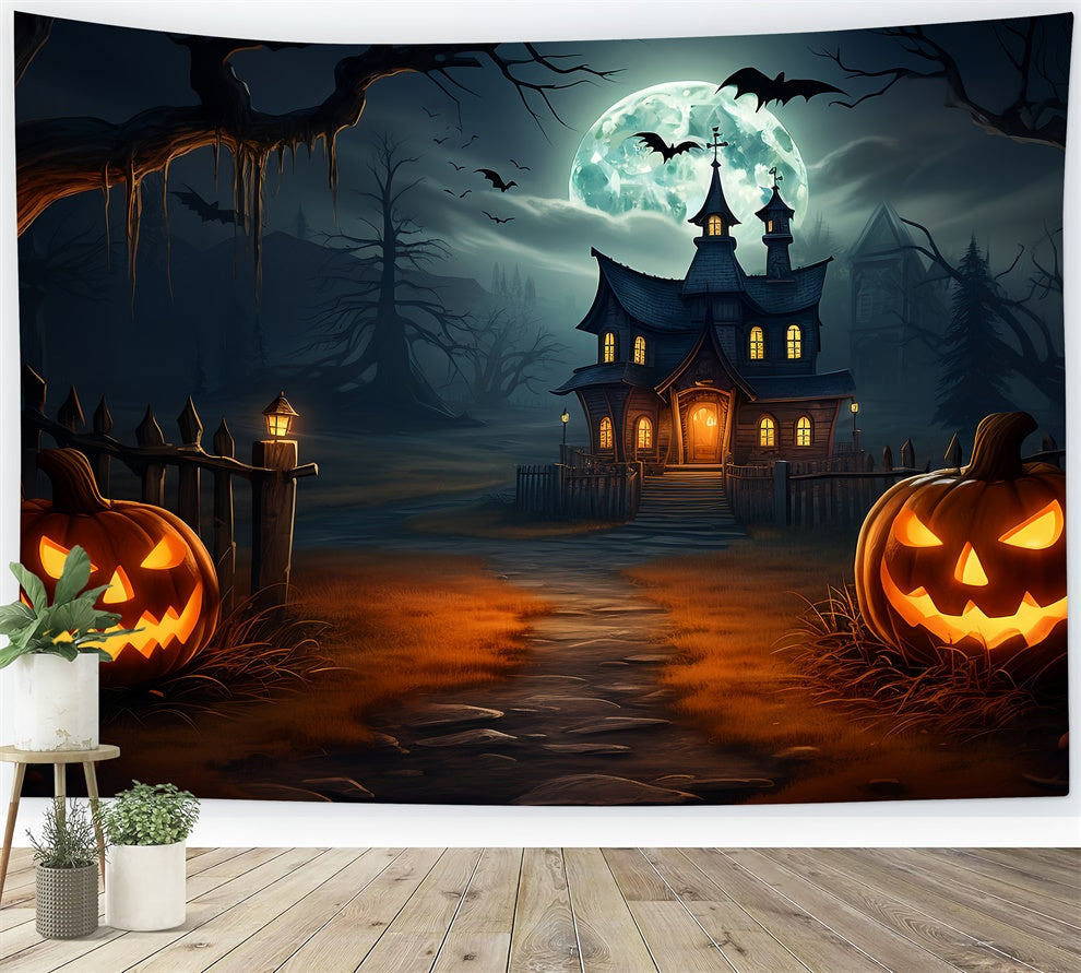 Sfondo Del Villaggio Di Halloween Della Notte Oscura Spettrale BRP8-263
