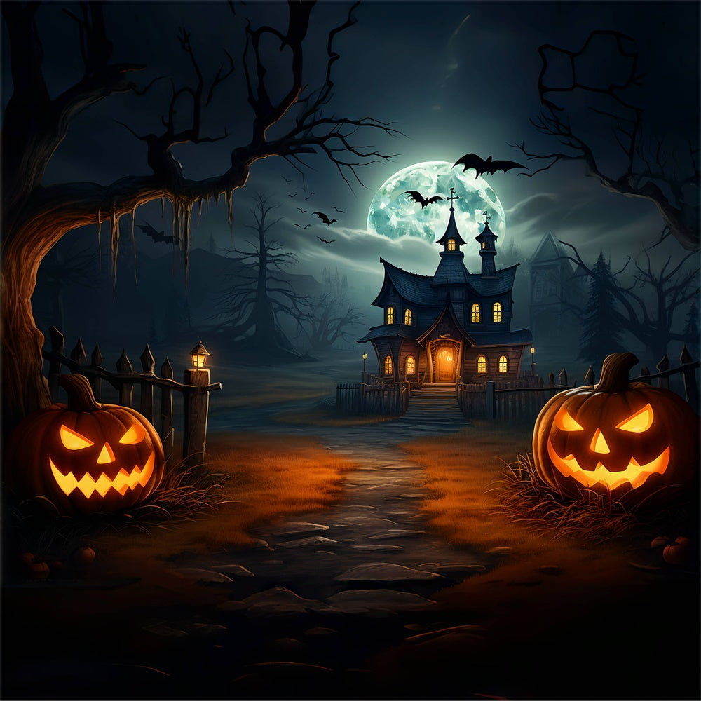 Sfondo Del Villaggio Di Halloween Della Notte Oscura Spettrale BRP8-263