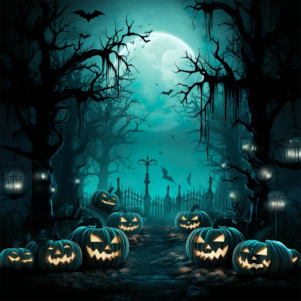 Sfondo Del Sentiero E Del Recinto Nel Bosco Di Notte Di Halloween BRP8-265