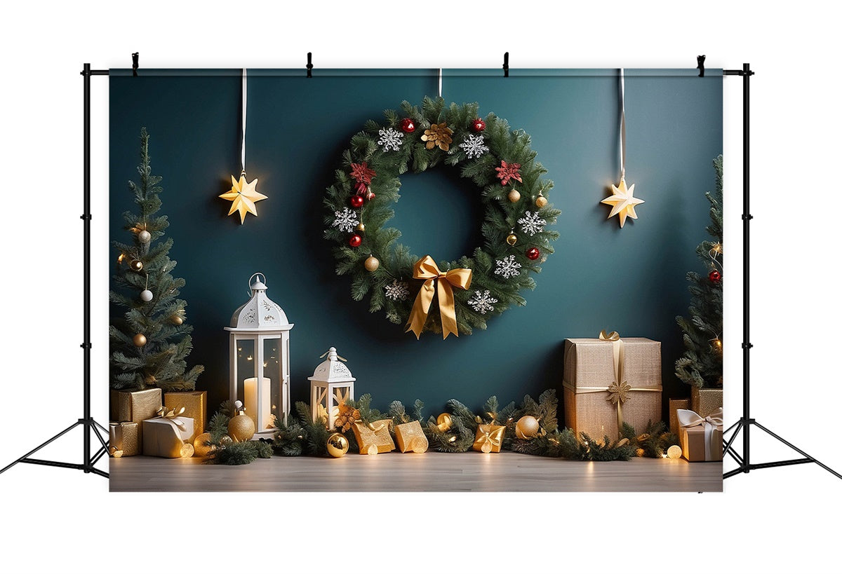 Lanterne Di Natale Con Sfondo Di Ghirlande Festive BRP8-295