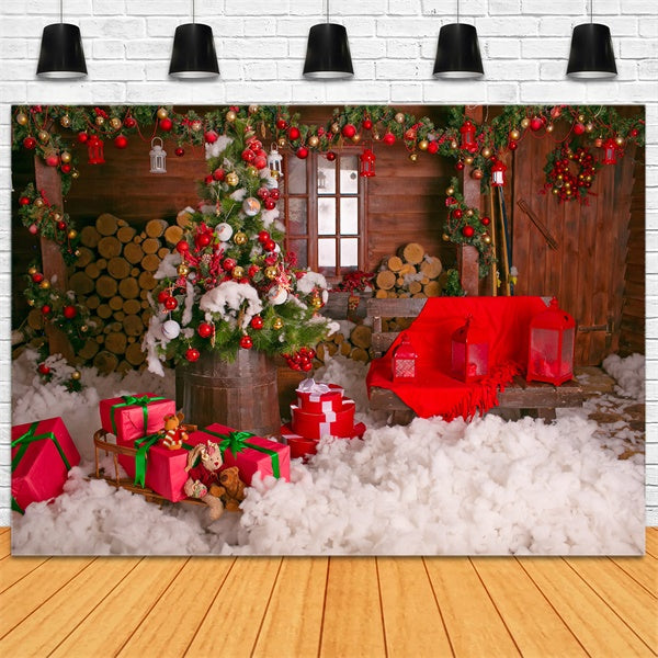 Sfondo Di Casa E Regali Di Natale In Legno BRP8-304