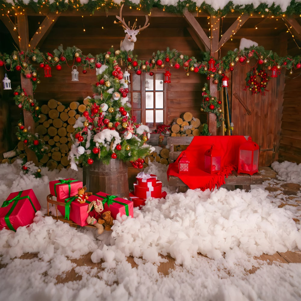 Sfondo Di Casa E Regali Di Natale In Legno BRP8-304