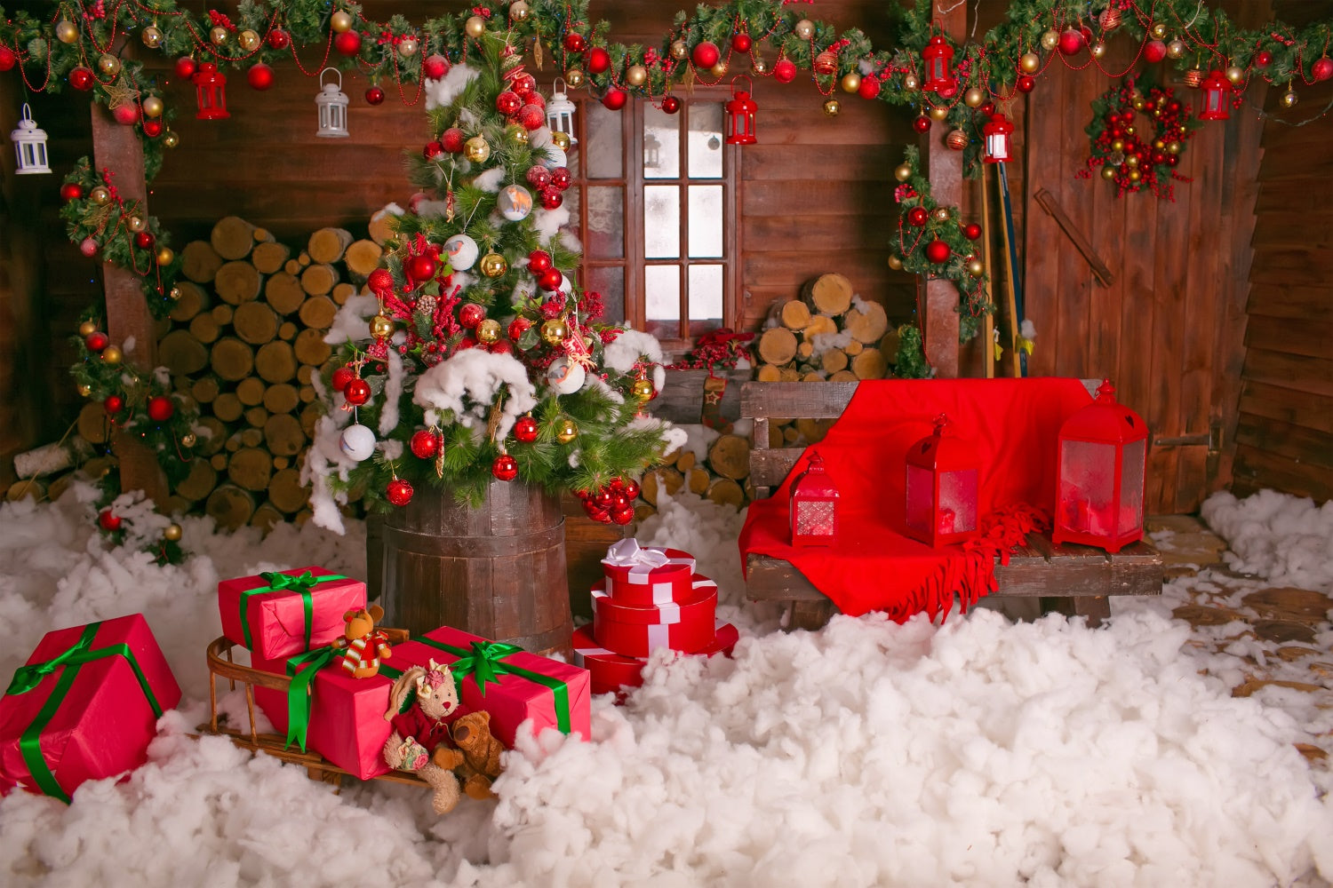 Sfondo Di Casa E Regali Di Natale In Legno BRP8-304