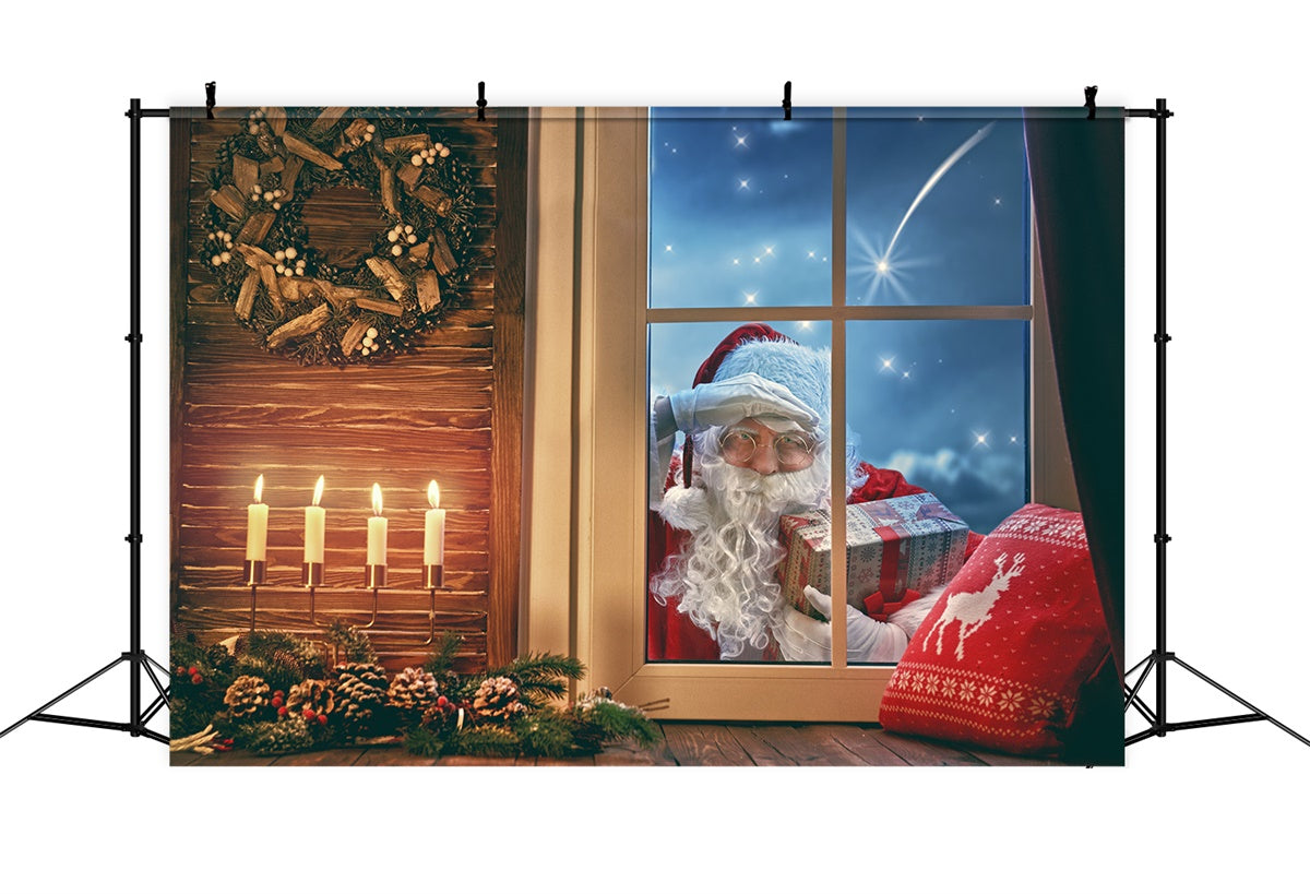 Sfondo Natalizio Accogliente Con Babbo Natale E Candele BRP8-316