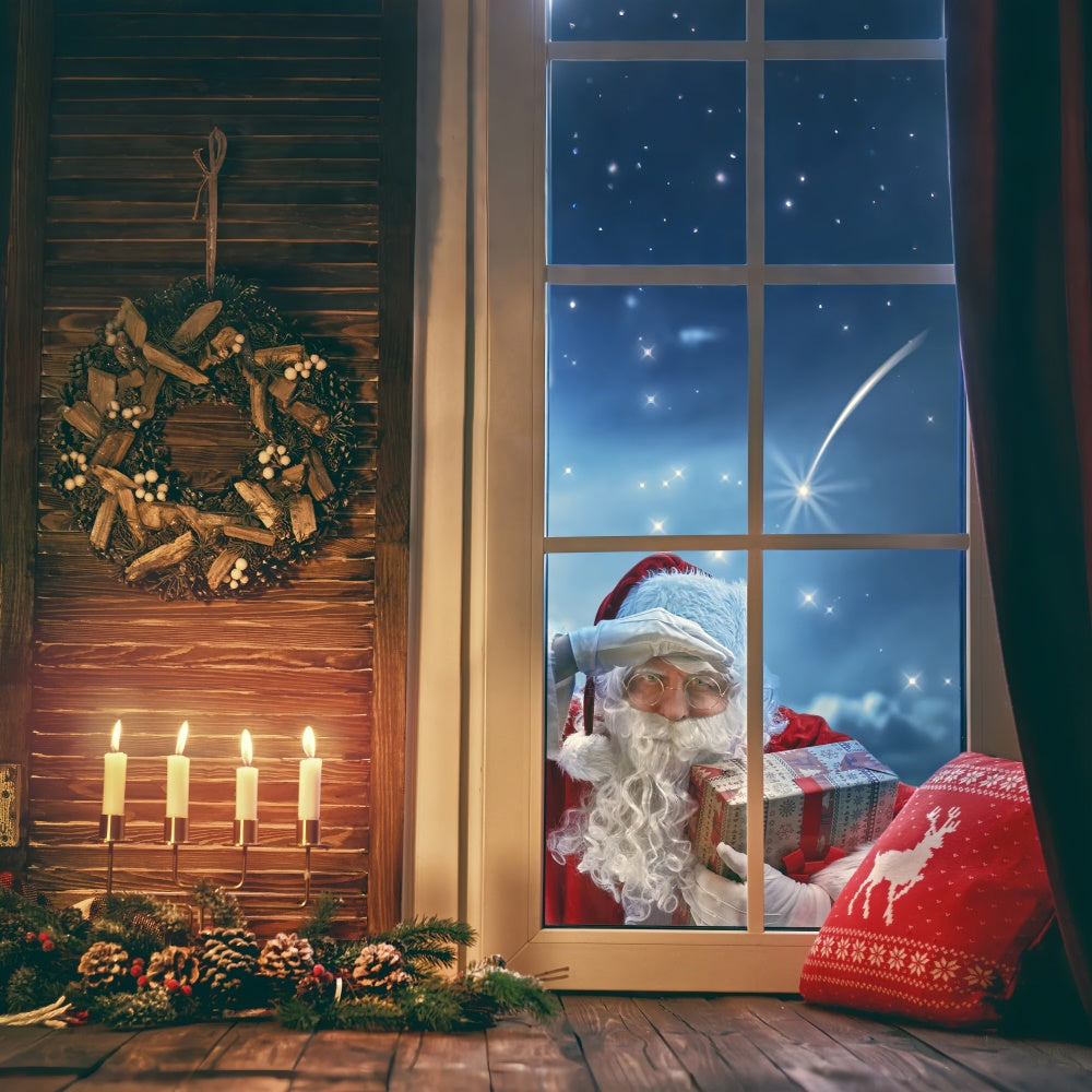 Sfondo Natalizio Accogliente Con Babbo Natale E Candele BRP8-316