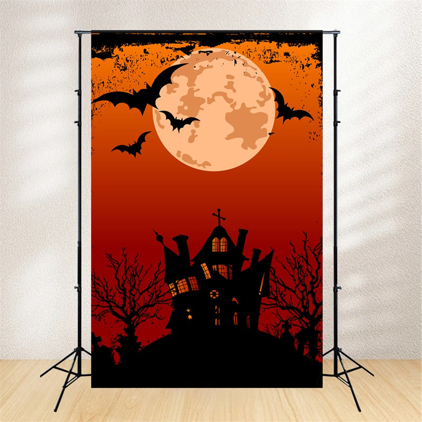 Sfondo Della Casa Notturna Di Halloween E Della Luna Piena BRP8-326