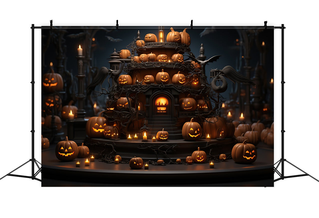 Sfondo Di Halloween Con Lanterne E Candele Spettrali BRP8-329