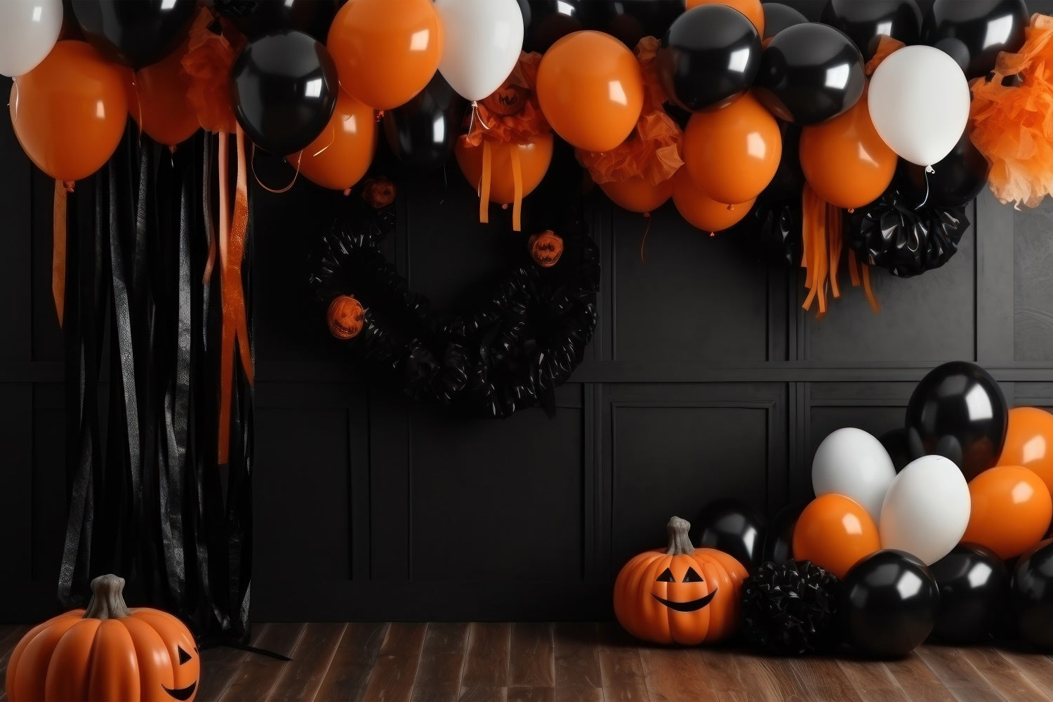 Sfondo Ghirlanda Di Palloncini Arancione E Nero Di Halloween BRP8-333