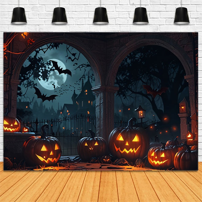 Arco Di Halloween Con Zucche E Pipistrelli Sullo Sfondo BRP8-336