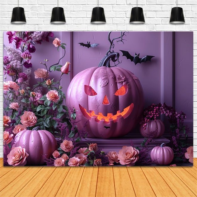 Sfondo Di Halloween Con Zucca E Rose Pastello BRP8-340
