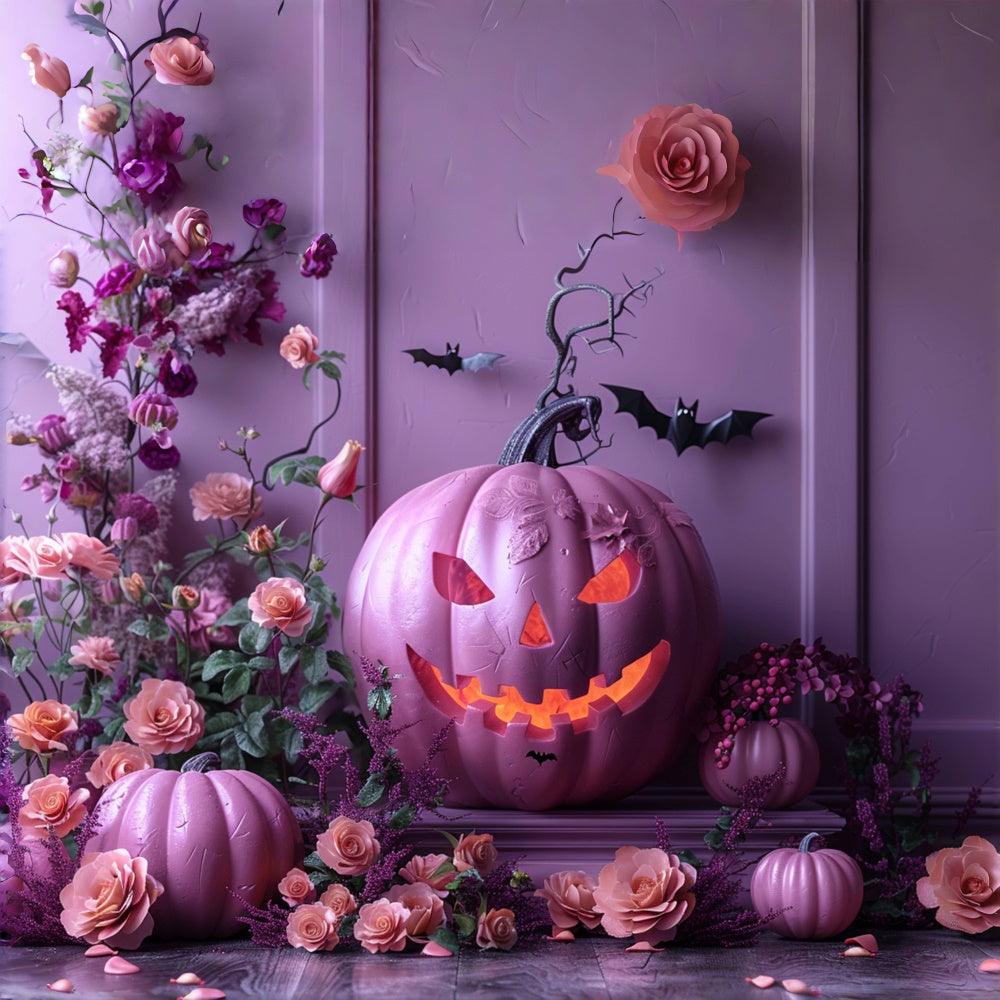 Sfondo Di Halloween Con Zucca E Rose Pastello BRP8-340