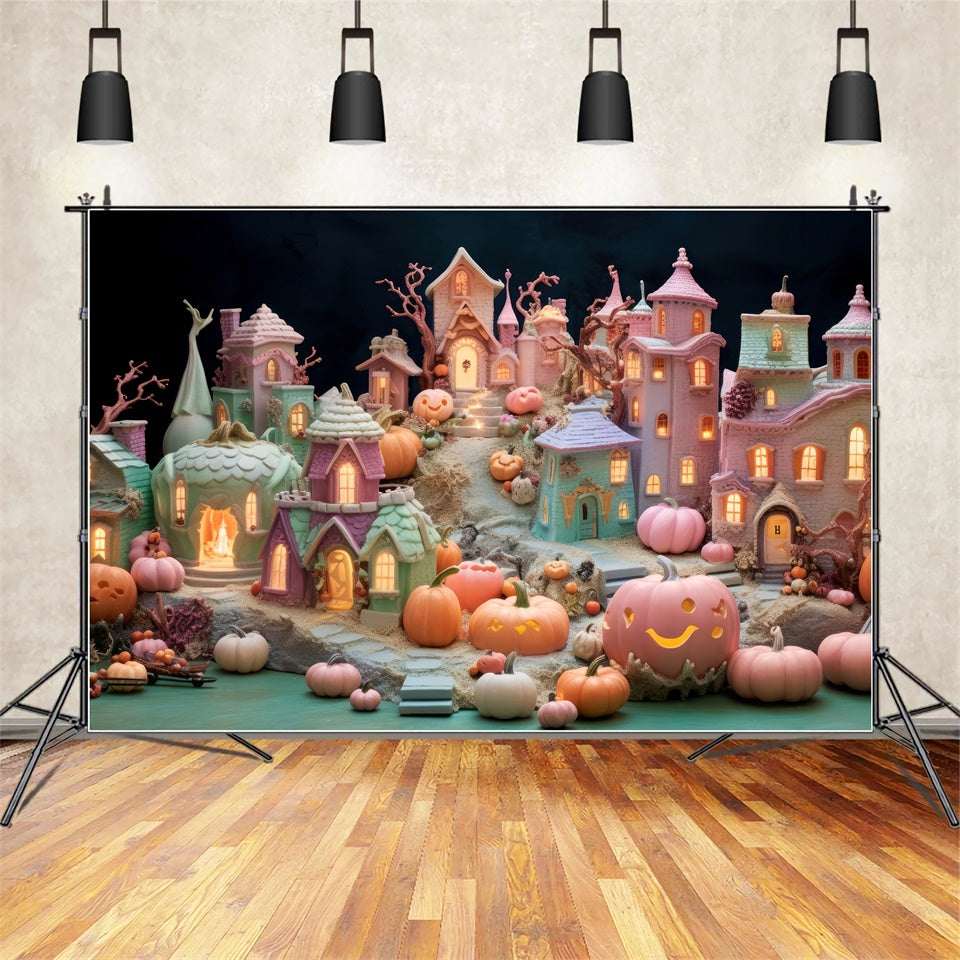Sfondo Colorato Di Decorazioni Di Halloween Del Villaggio Stregato BRP8-346