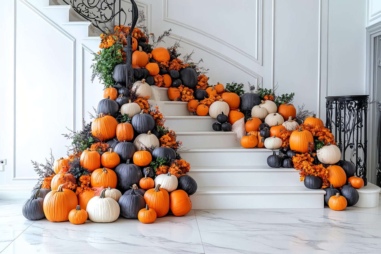 Sfondo Di Decorazione Di Halloween Con Scala Di Zucca BRP8-349