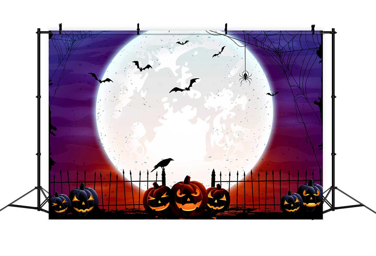 Sfondo Di Halloween Con Luna Piena E Jack-O'-Lantern BRP8-351