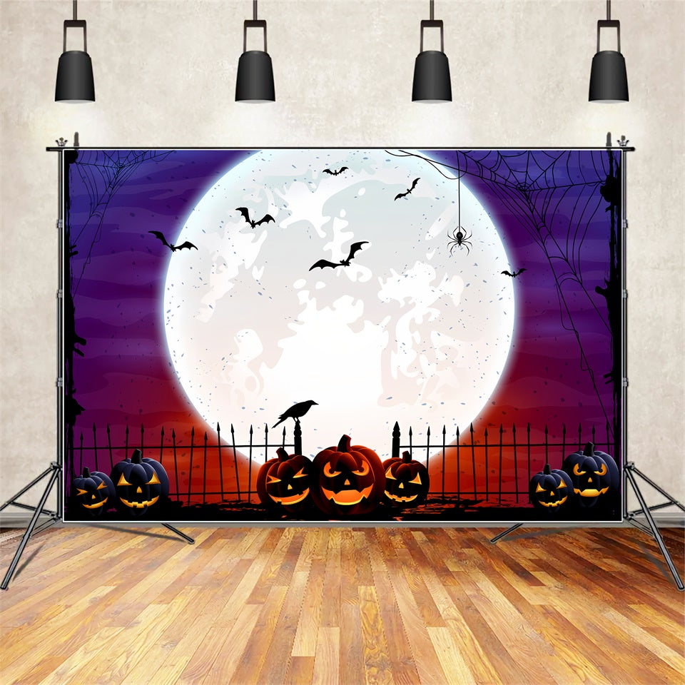 Sfondo Di Halloween Con Luna Piena E Jack-O'-Lantern BRP8-351