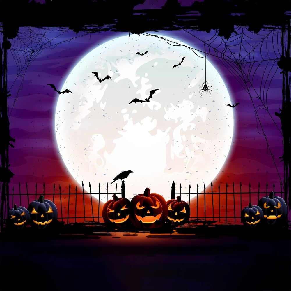 Sfondo Di Halloween Con Luna Piena E Jack-O'-Lantern BRP8-351