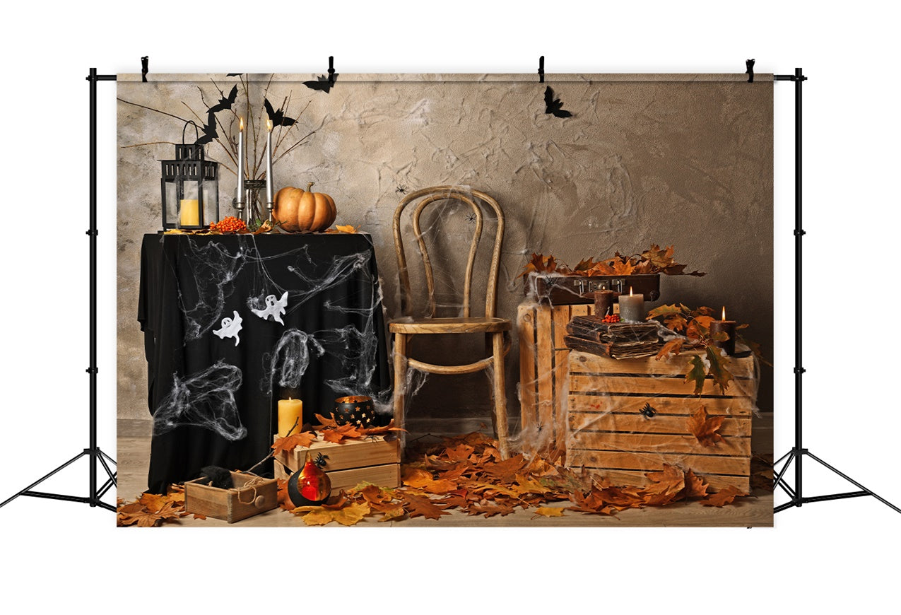 Sfondo Di Halloween Con Foglie Autunnali E Candele BRP8-353