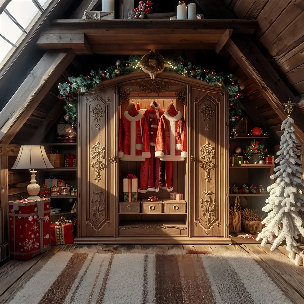 Sfondo Dell'Albero Di Natale E Del Guardaroba Di Babbo Natale BRP8-53
