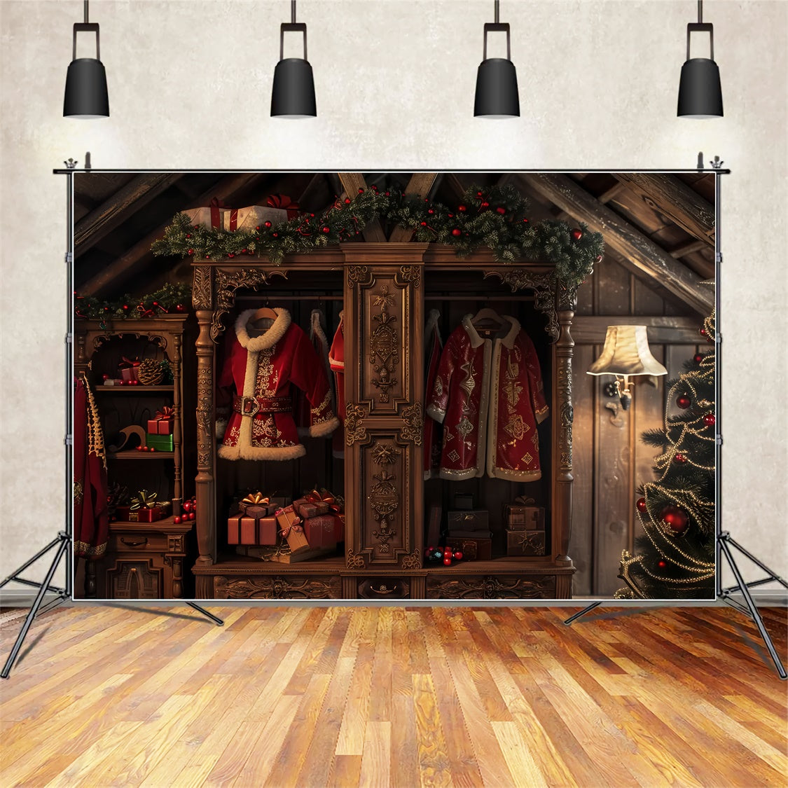 Guardaroba E Regali Di Babbo Natale Sfondo Natalizio BRP8-54