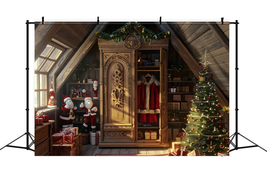 Sfondo Dell'Albero Di Natale E Del Guardaroba Di Babbo Natale BRP8-55