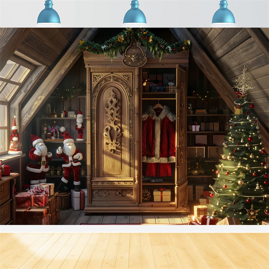 Sfondo Dell'Albero Di Natale E Del Guardaroba Di Babbo Natale BRP8-55