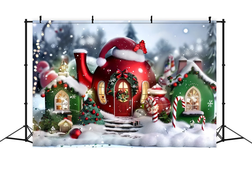Sfondo Natalizio Del Cottage Con Cappello Da Babbo Natale BRP8-58