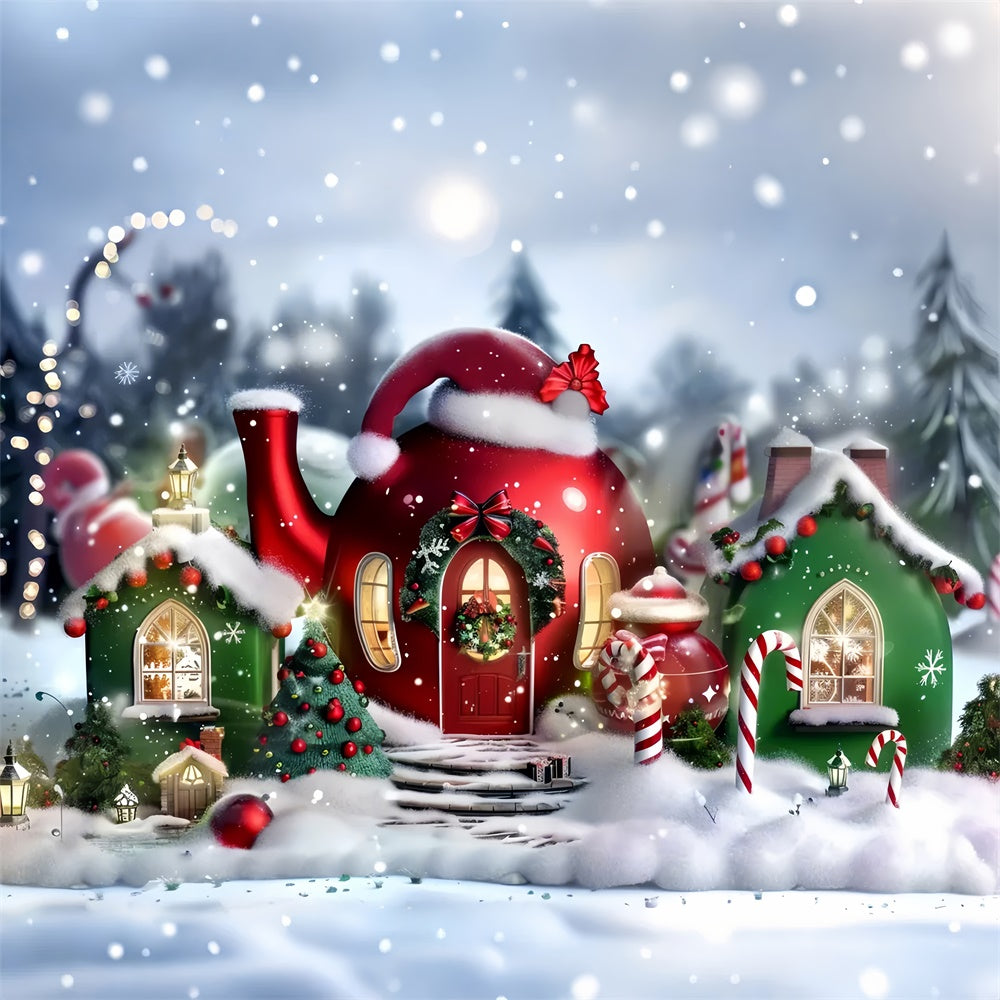 Sfondo Natalizio Del Cottage Con Cappello Da Babbo Natale BRP8-58