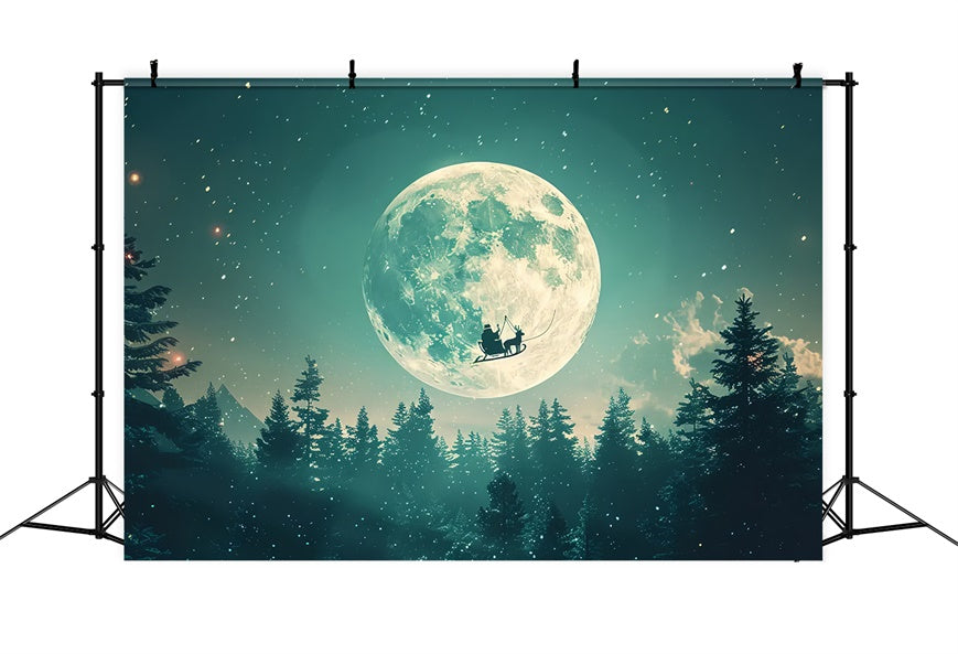 La Slitta Di Babbo Natale Che Vola Sullo Sfondo Della Luna Di Natale BRP8-73