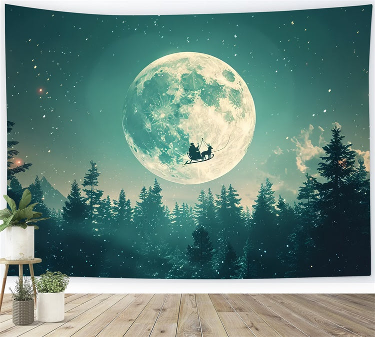 La Slitta Di Babbo Natale Che Vola Sullo Sfondo Della Luna Di Natale BRP8-73
