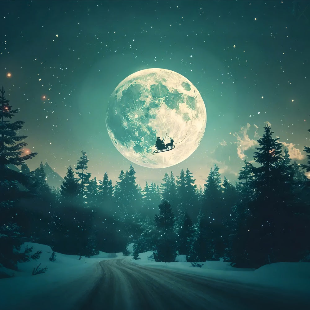 La Slitta Di Babbo Natale Che Vola Sullo Sfondo Della Luna Di Natale BRP8-73