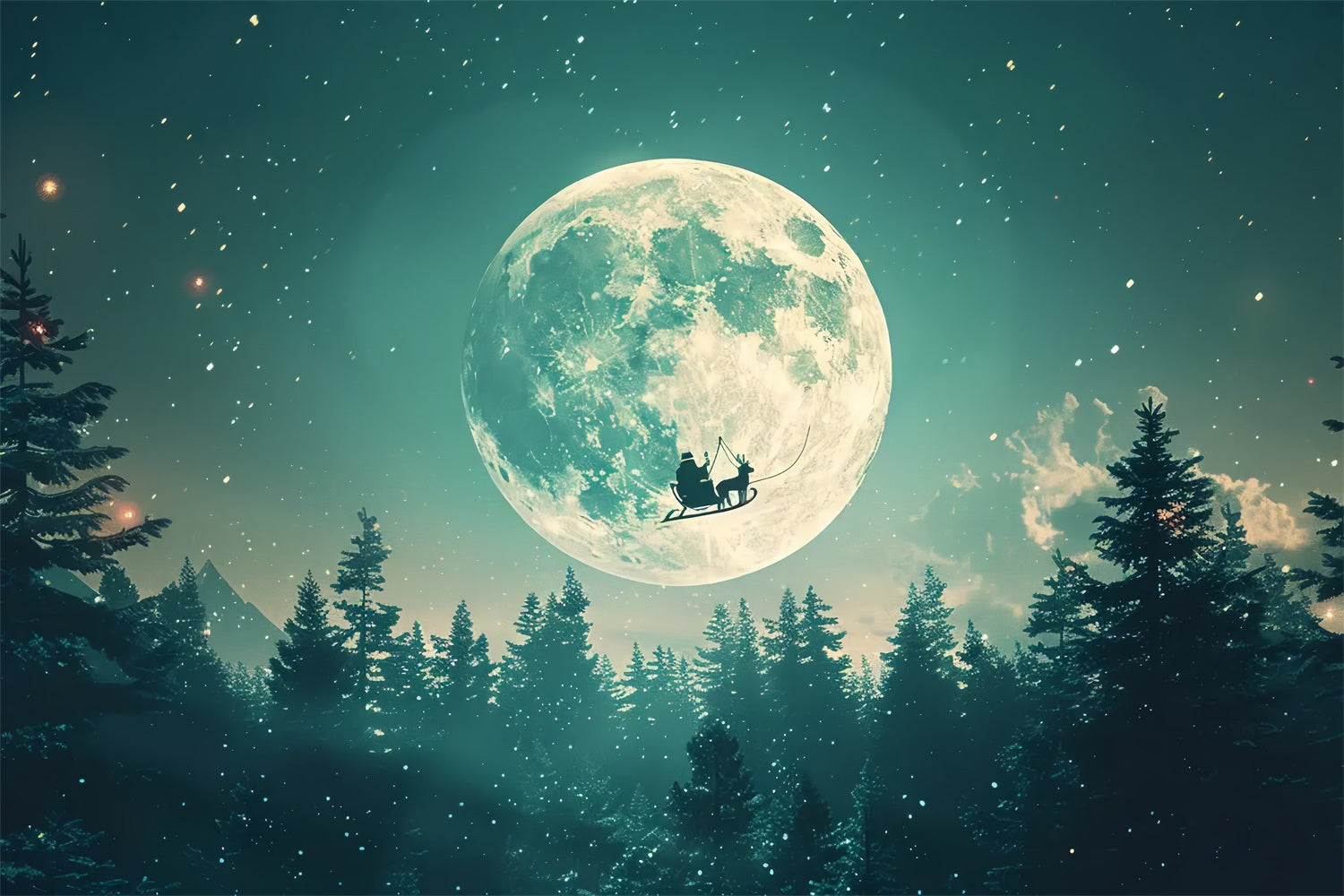 La Slitta Di Babbo Natale Che Vola Sullo Sfondo Della Luna Di Natale BRP8-73