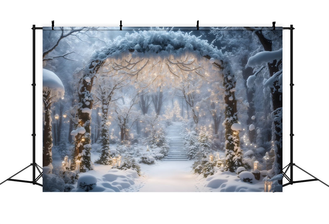 Sfondo Natalizio Con Arco Innevato Luminoso BRP8-86