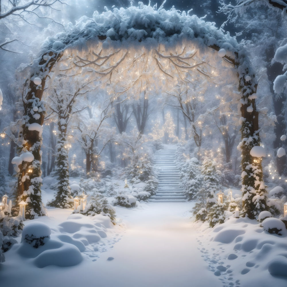 Sfondo Natalizio Con Arco Innevato Luminoso BRP8-86