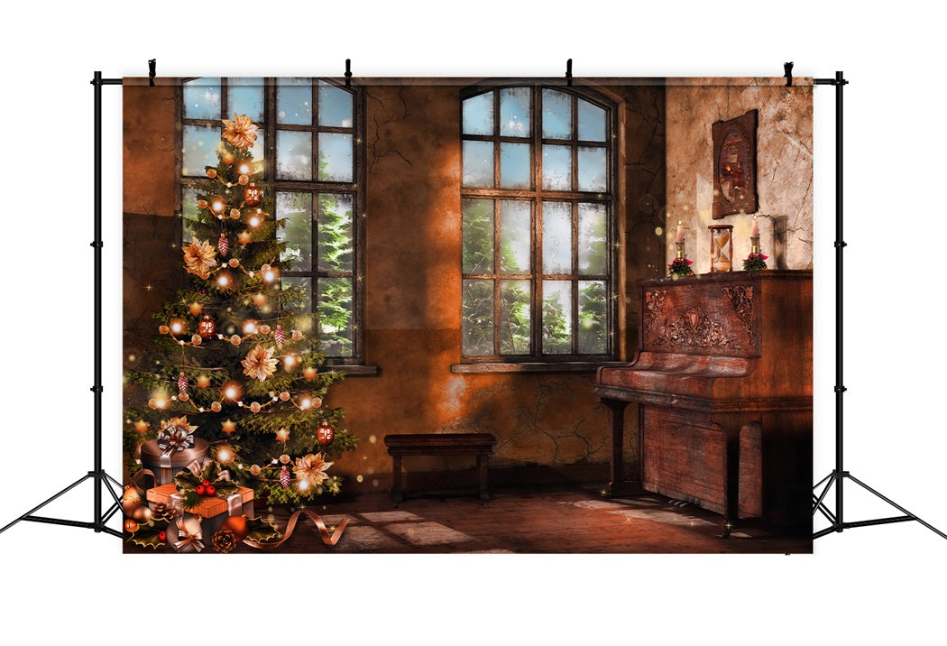 Natale Vintage Con Sfondo Di Pianoforte E Albero BRP8-89