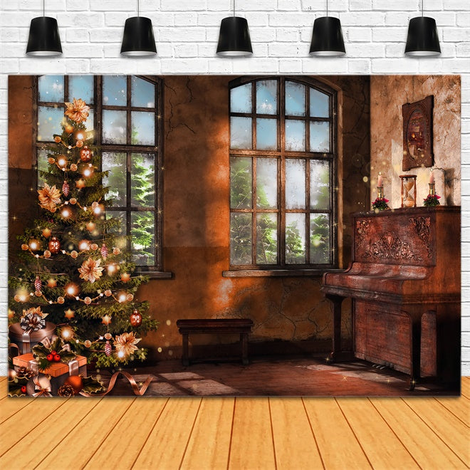Natale Vintage Con Sfondo Di Pianoforte E Albero BRP8-89