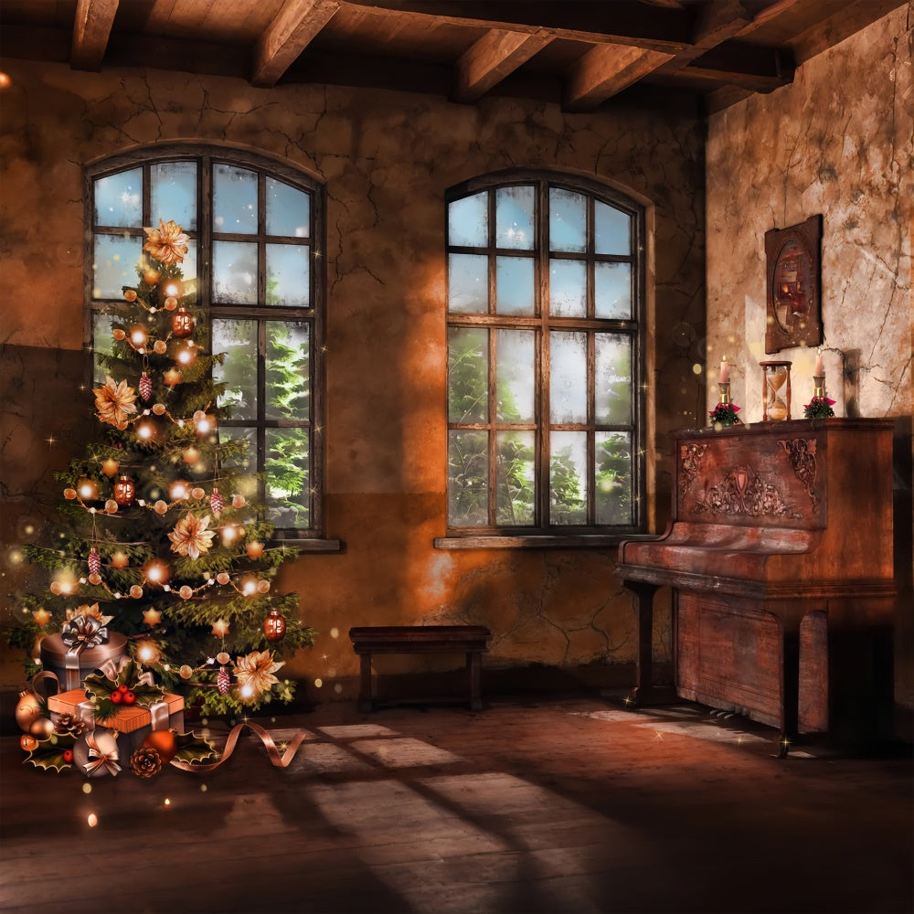 Natale Vintage Con Sfondo Di Pianoforte E Albero BRP8-89