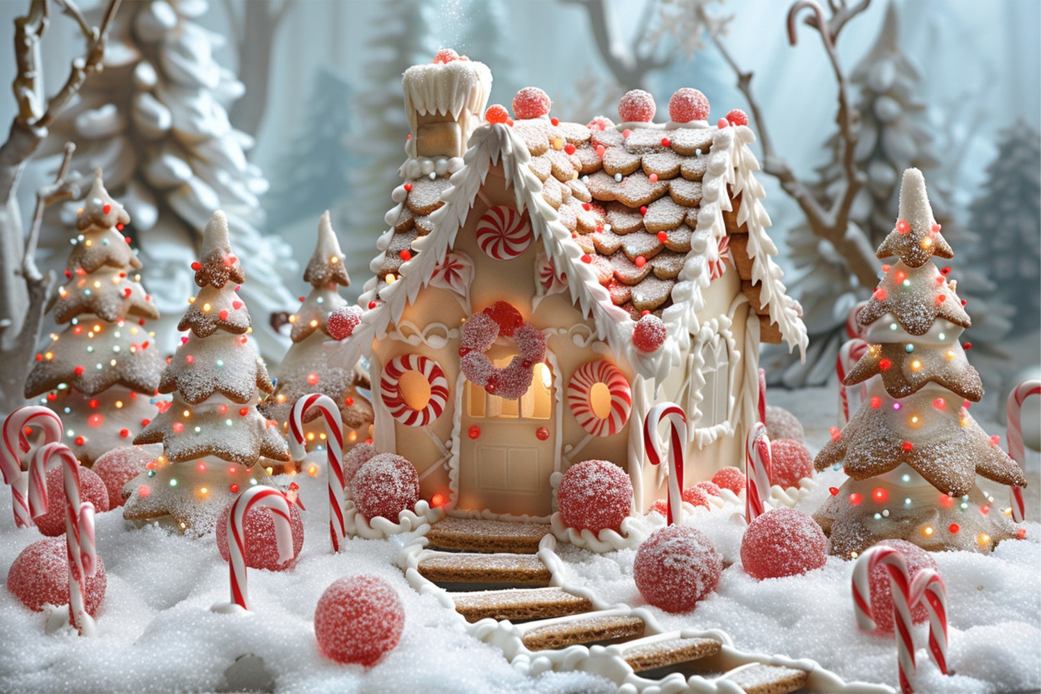 Sfondo Del Villaggio Di Natale Di Sugary Snowy Candyland BRP9-126