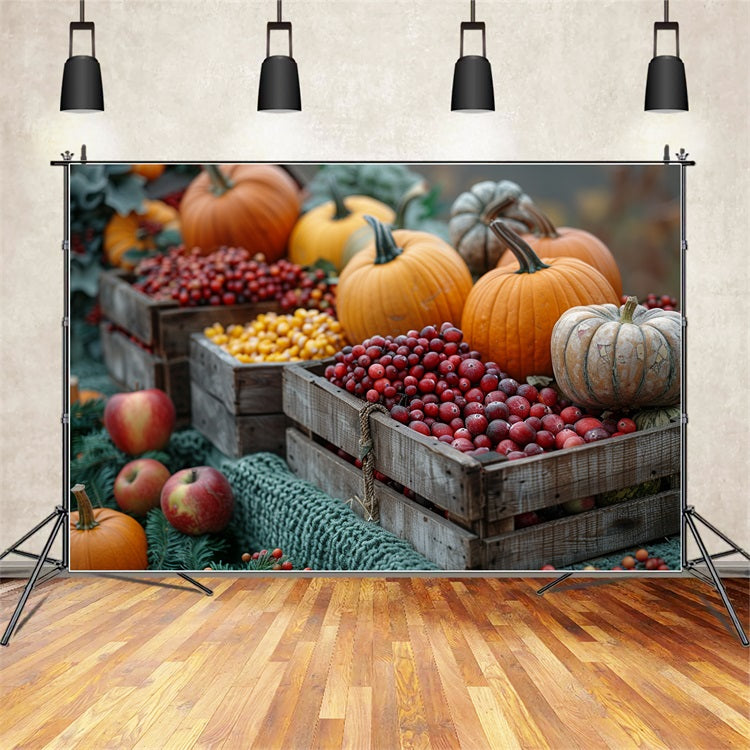 Raccogli Le Casse Di Legno Zucche Frutta Sfondo BRP9-136