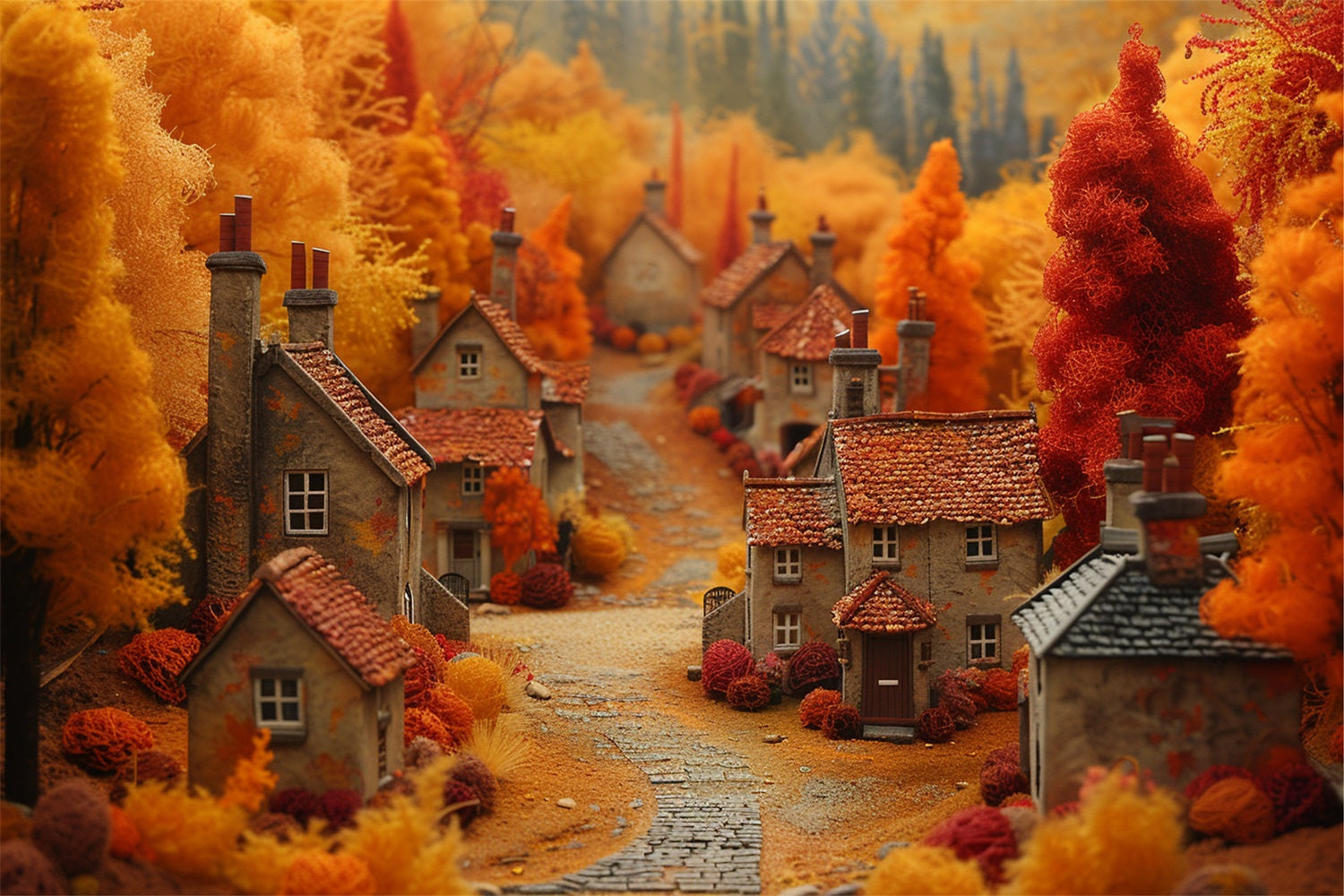 Libro Di Fiabe Autunno Villaggio Caldo Arancio Sfondo BRP9-149