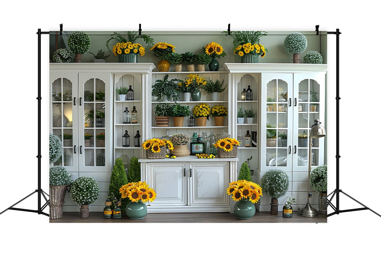 Affascinante Sfondo Di Decorazioni Per La Raccolta In Stile Cottage Di Girasole BRP9-167