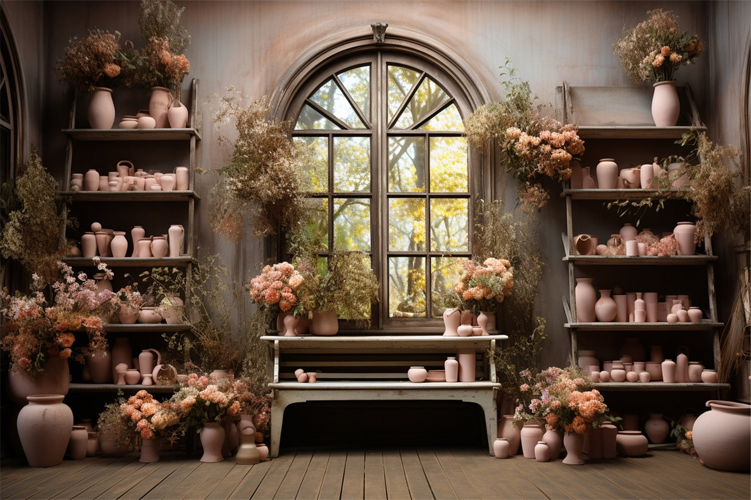 Elegante Sfondo Per Vetrina Floreale In Ceramica Rosa BRP9-194