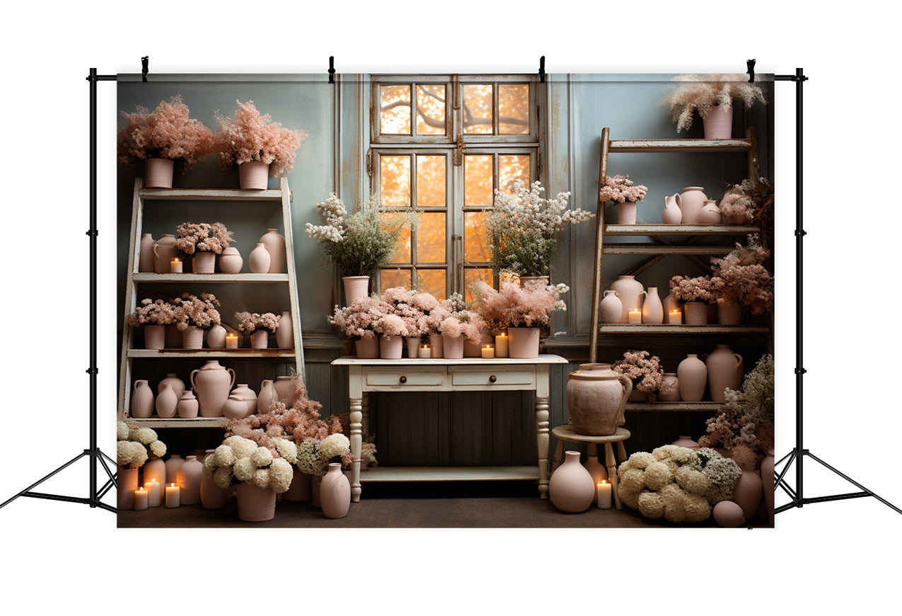 Sfondo Con Impostazione Floreale Per Finestra In Ceramica Rosa Tenue BRP9-195
