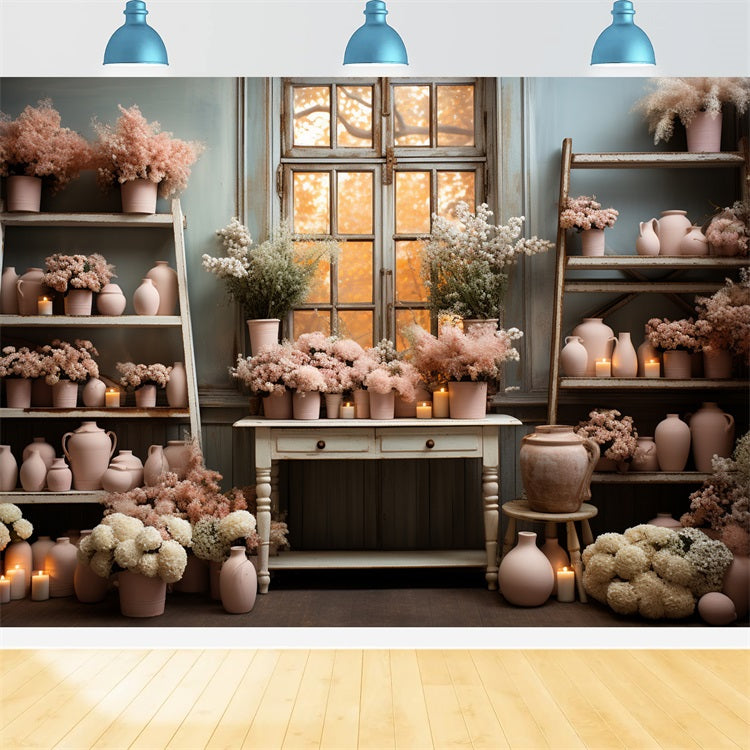 Sfondo Con Impostazione Floreale Per Finestra In Ceramica Rosa Tenue BRP9-195