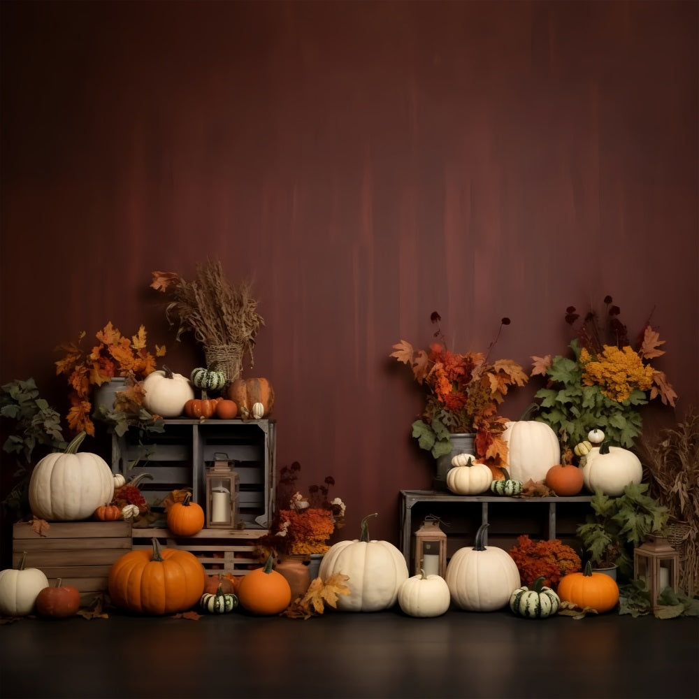 Sfondo Di Lanterne Di Zucche Con Display Per Raccolta Autunnale BRP9-203