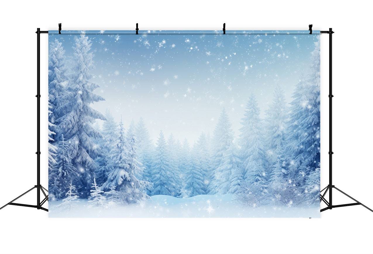 I Fiocchi Di Neve Cadono Sullo Sfondo Della Foresta Invernale Pacifica BRP9-218