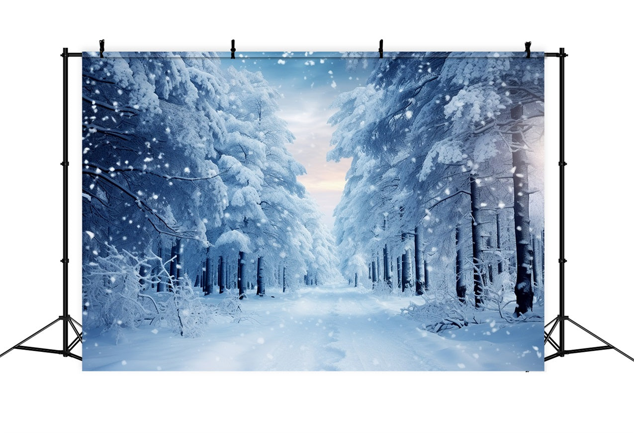 Passeggiata Invernale Attraverso Il Sentiero Nel Bosco Innevato Sullo Sfondo BRP9-221