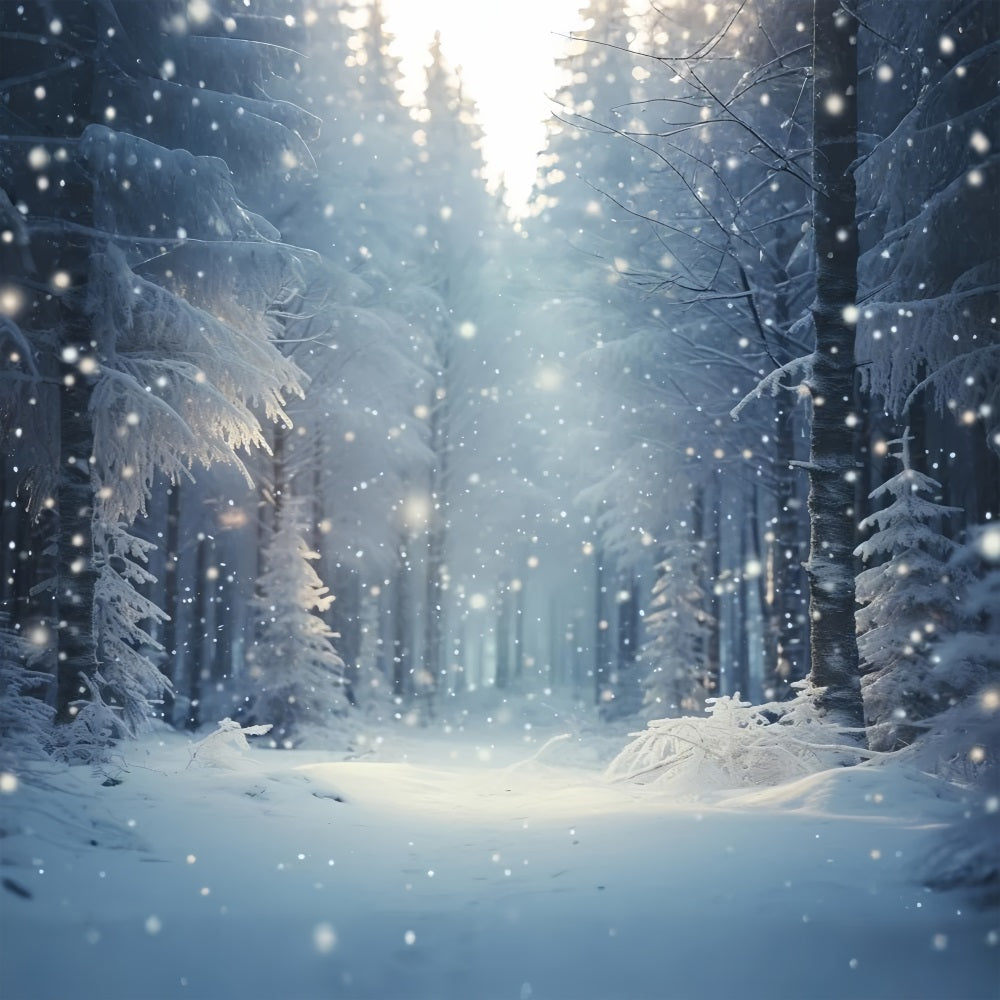 Sfondo Della Foresta Incantata Delle Nevicate Della Notte Invernale BRP9-222