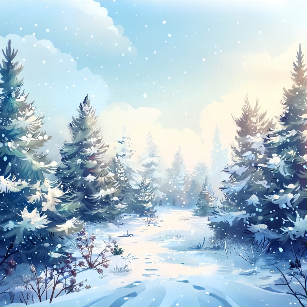 Foresta Invernale Cosmica Con Sfondo Nevicato BRP9-225