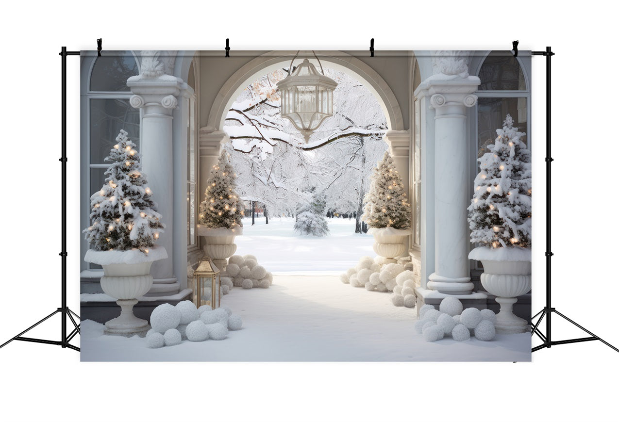 Sfondo Dell'Arco In Marmo Del Cortile Del Paese Delle Meraviglie Invernali BRP9-235